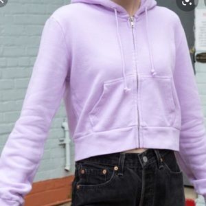 Lilac crystal cropped hoodie brandy melville